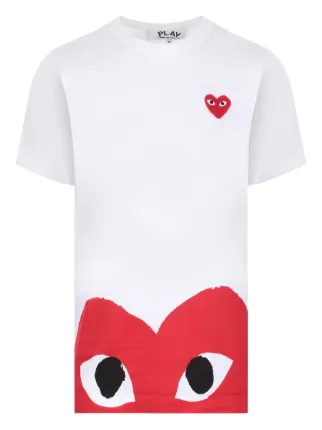 Comme Des Garçons Play logo-print Cotton T-shirt | White | FARFETCH CA