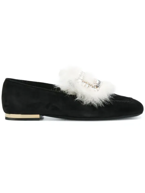 Roger Vivier fur detail loafers