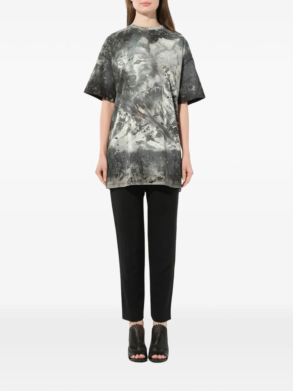  Balmain T Shirt Mit Print   Grau 