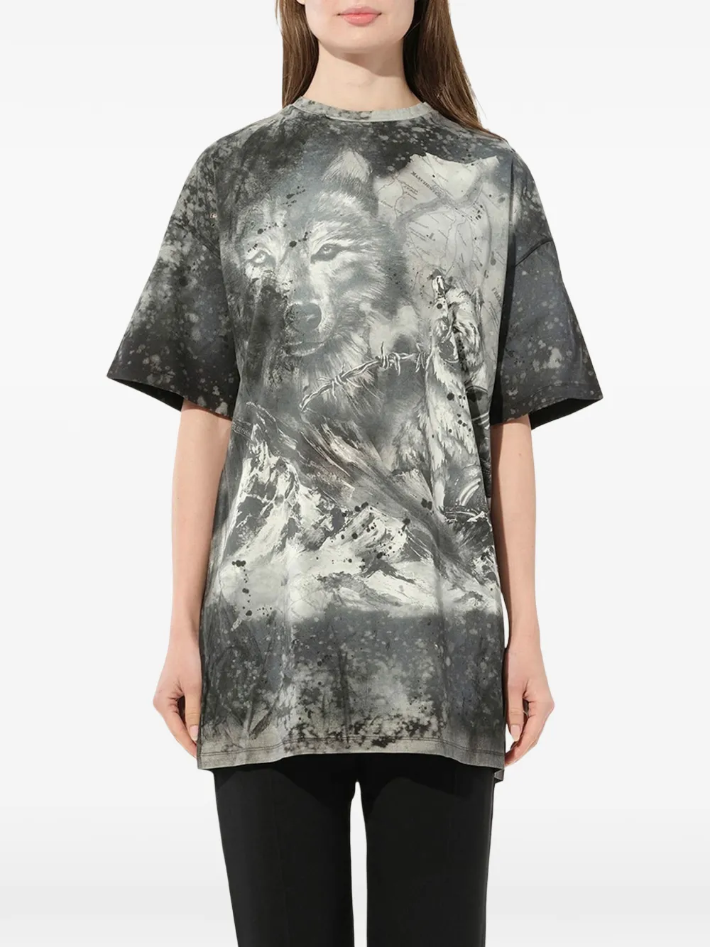  Balmain T Shirt Mit Print   Grau 
