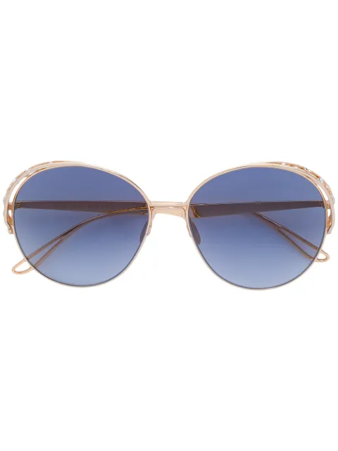 Elie Saab Swarovski crystal-embellished round-frame sunglasses