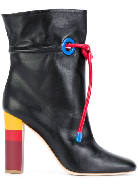 MALONE SOULIERS X ROKSANDA DOLLY LEATHER ANKLE BOOTS, BLACK/BURGUNDY ...