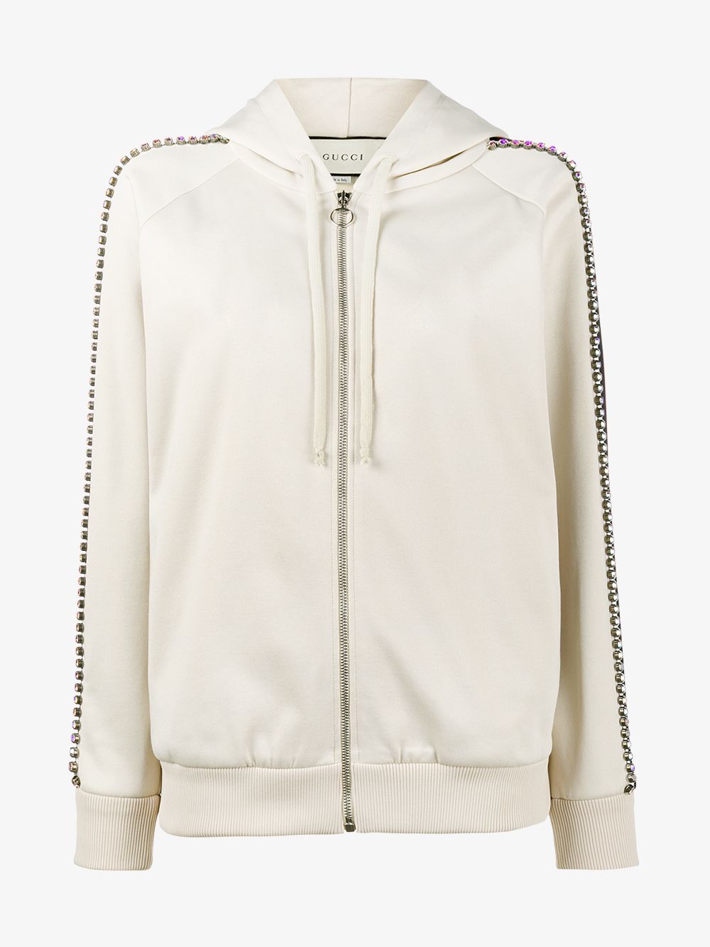 Gucci Cream Crystal Stripe Zipped Sweatshirt, $1600