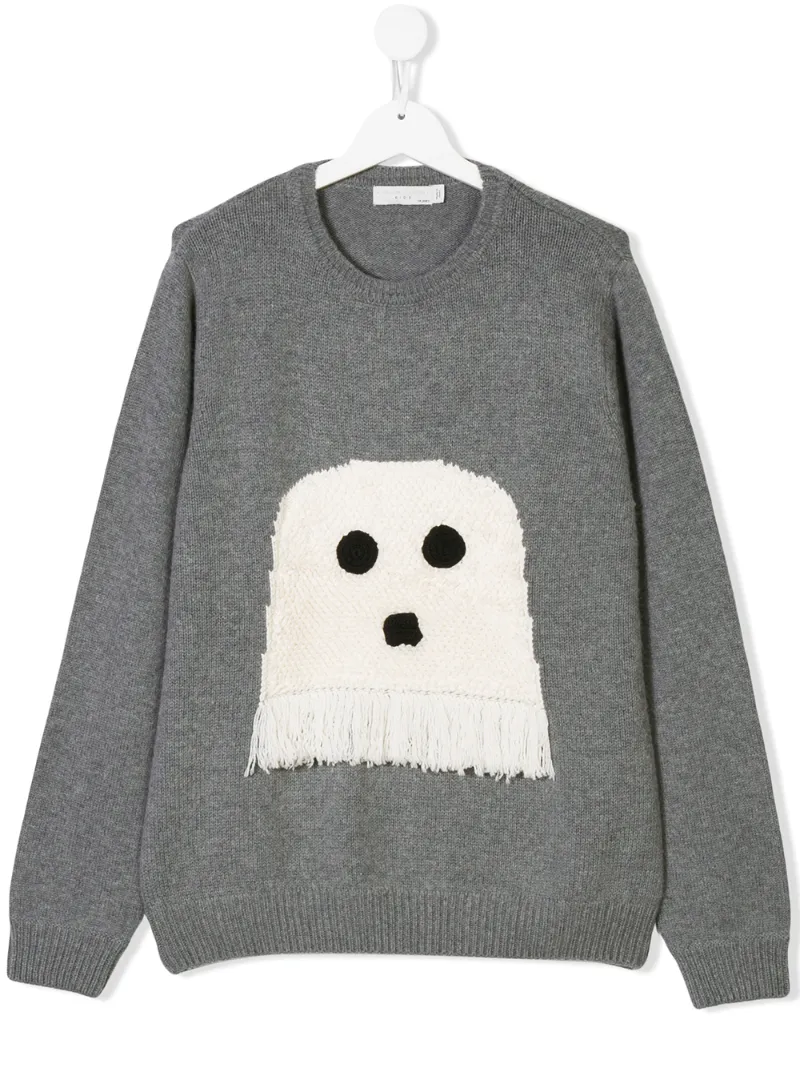 Stella Mccartney Kids - Teen ghost knitted jumper - kids - Cotton/Wool - 14 yrs, Grey