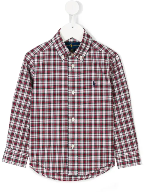 POLO RALPH LAUREN KIDS logo embroidered check shirt