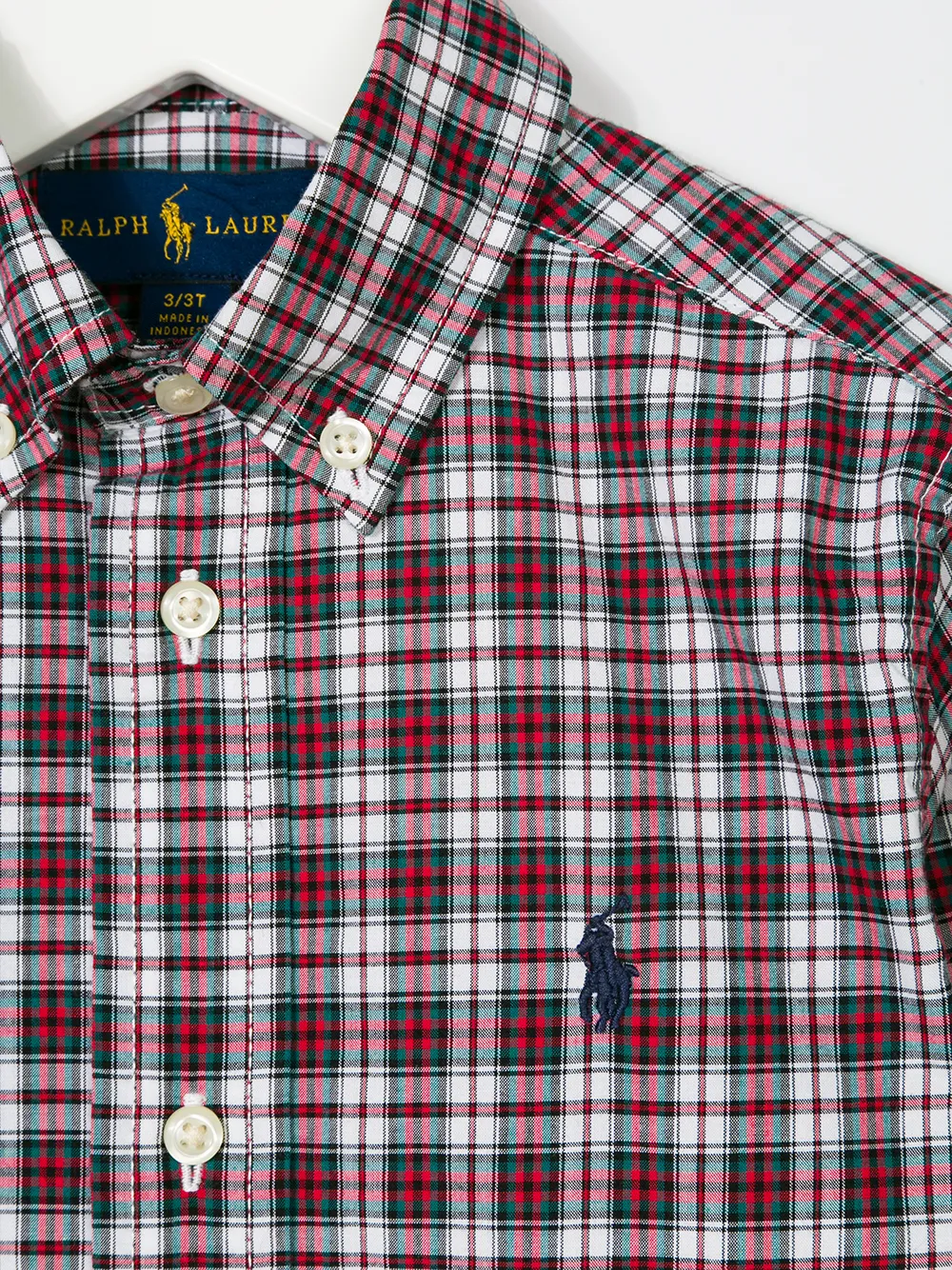 POLO RALPH LAUREN KIDS logo embroidered check shirt Rood