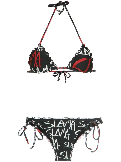 Amir Slama logo print bikini set