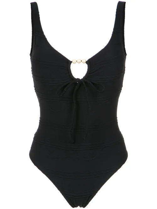 Faux pearl embellished swimsuit - Amir Slama - Modalova