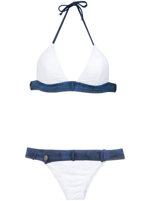 Amir Slama bikini con paneles de mezclilla