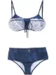 Image 1 of Amir Slama lace applique denim bikini set