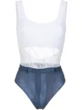 Amir Slama lace and denim swimsuit - White