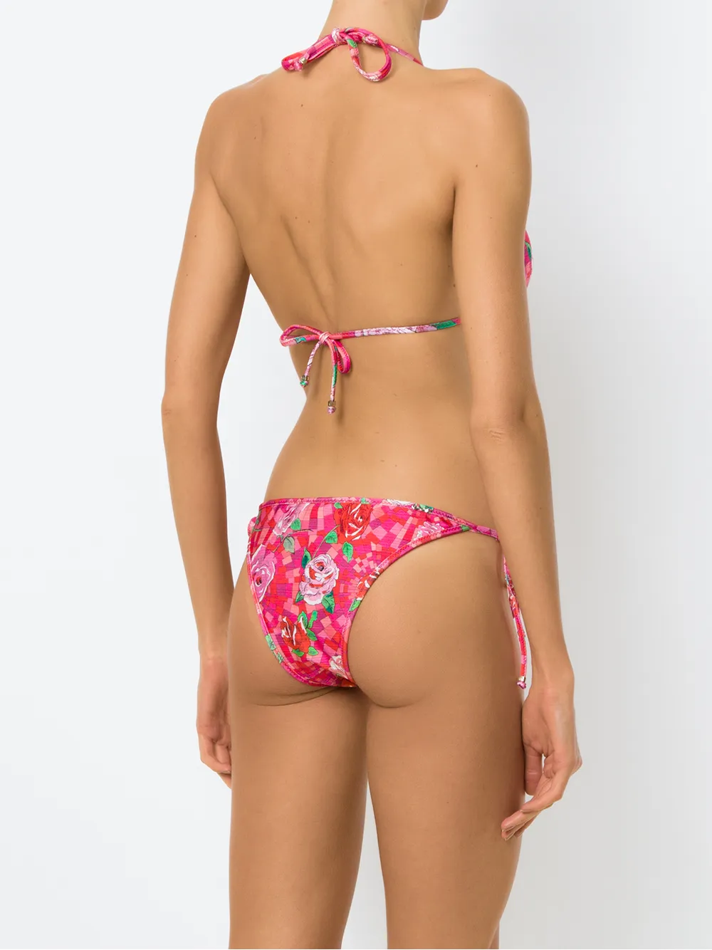 Shop Amir Slama Floral Print Bikini Set In Pink