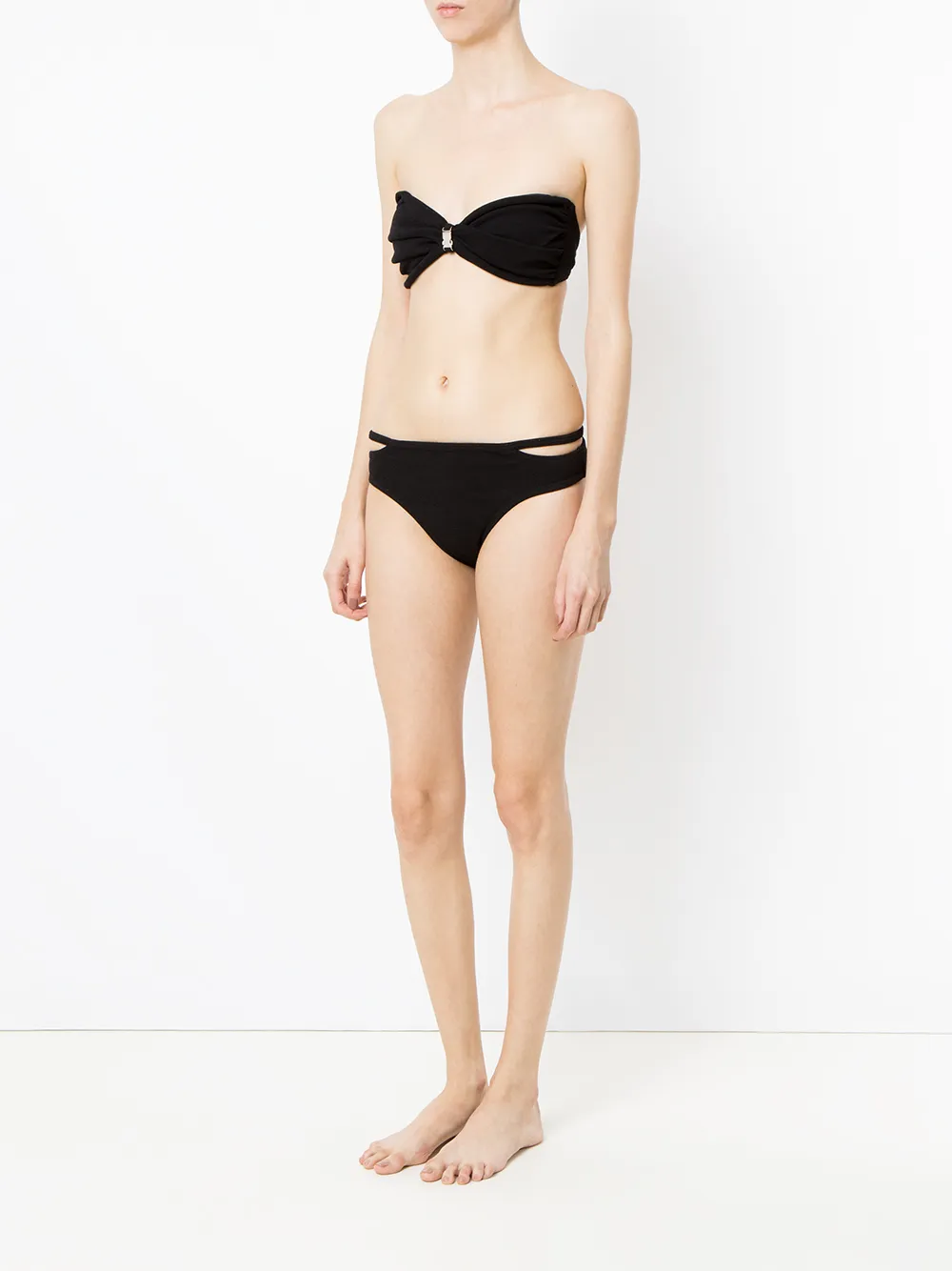 Amir Slama Buckle Bandeau Bikini Ser In Black