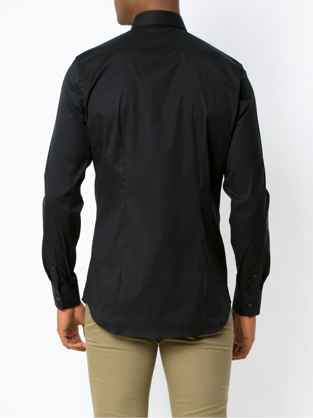 Shop Prada Slim-fit Poplin Shirt In Black