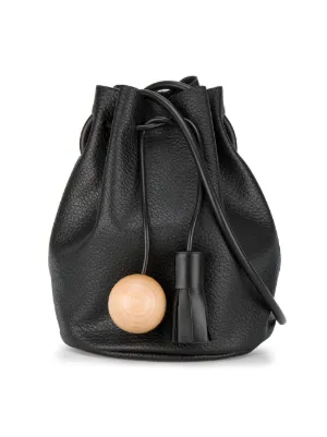 Women S Building Block Luxury Accessories Farfetch Building Block Black Sphere Tassel Leather Bucket Bag