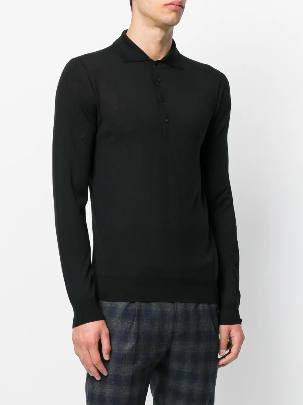Paolo Pecora poloshirt met lange mouwen Zwart