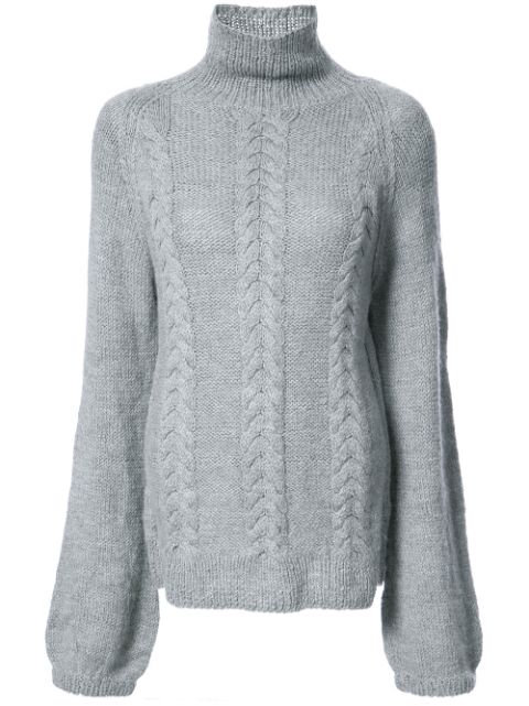 cable-knit turtleneck jumper