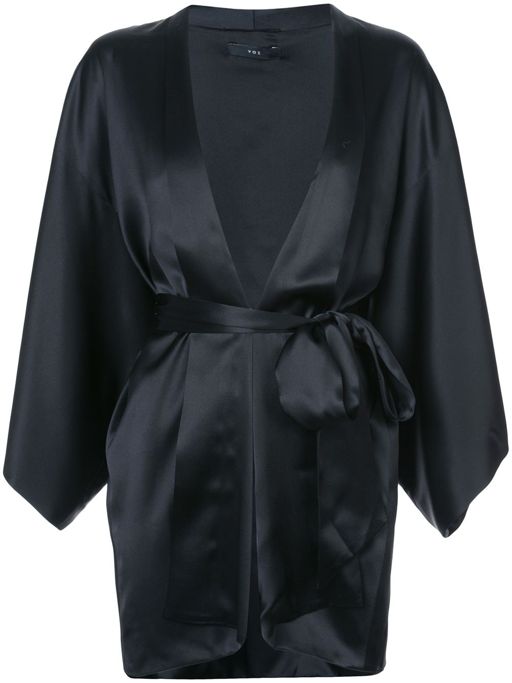 Shop Voz Silk Tie-waist Jacket In Black