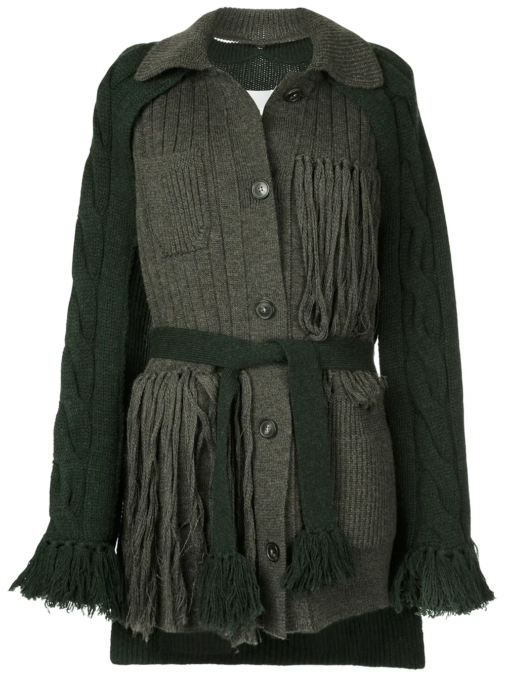 

Maison Margiela deconstructed fringed cardigan - Green