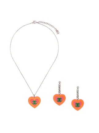 Chanel Vintage Logo Print Necklace And Earrings Set 1 264 Chanel Vintage Logo Print Necklace And Earrings Set