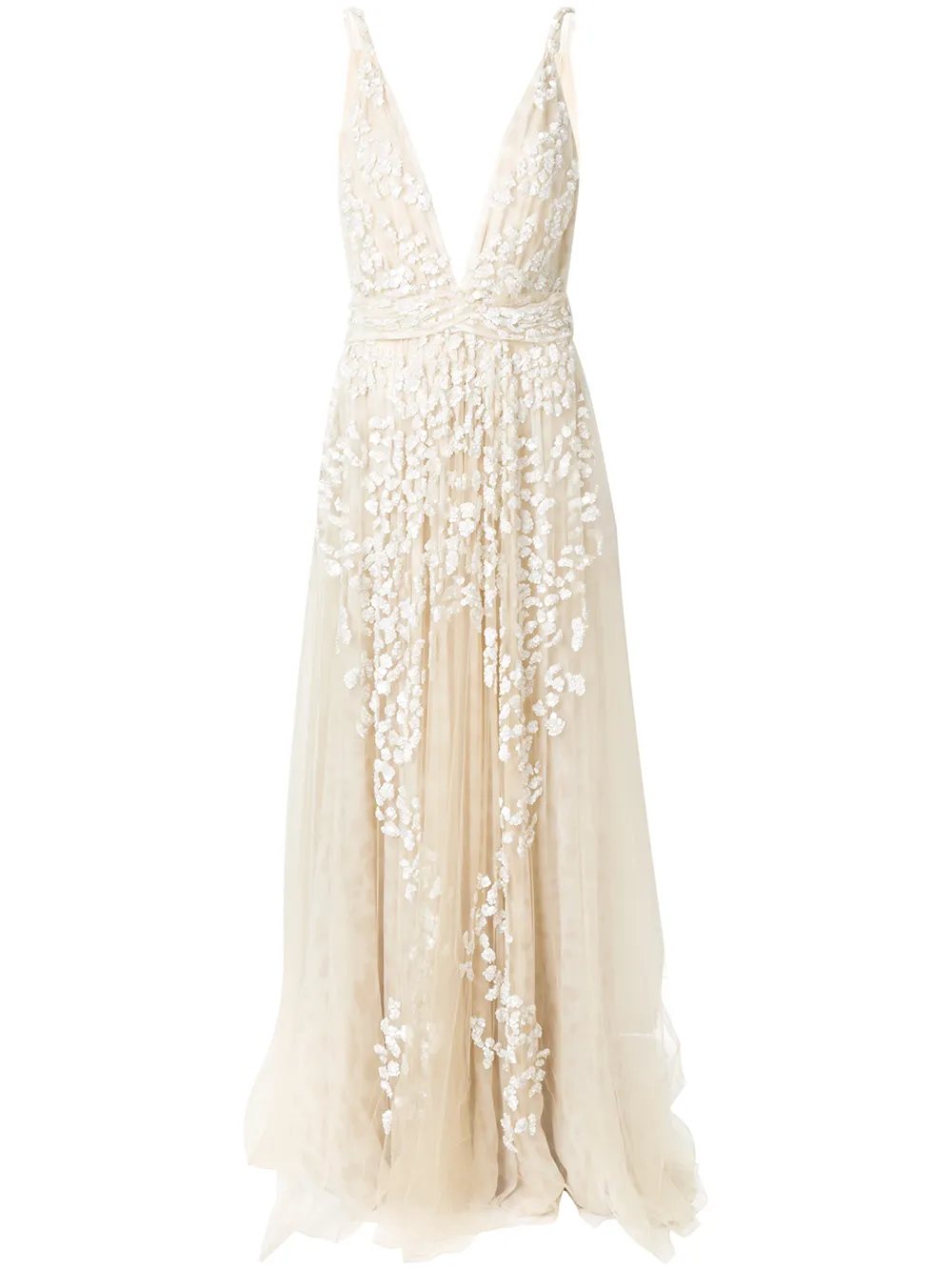 Roberto Cavalli sequin embroidered gown - Nude