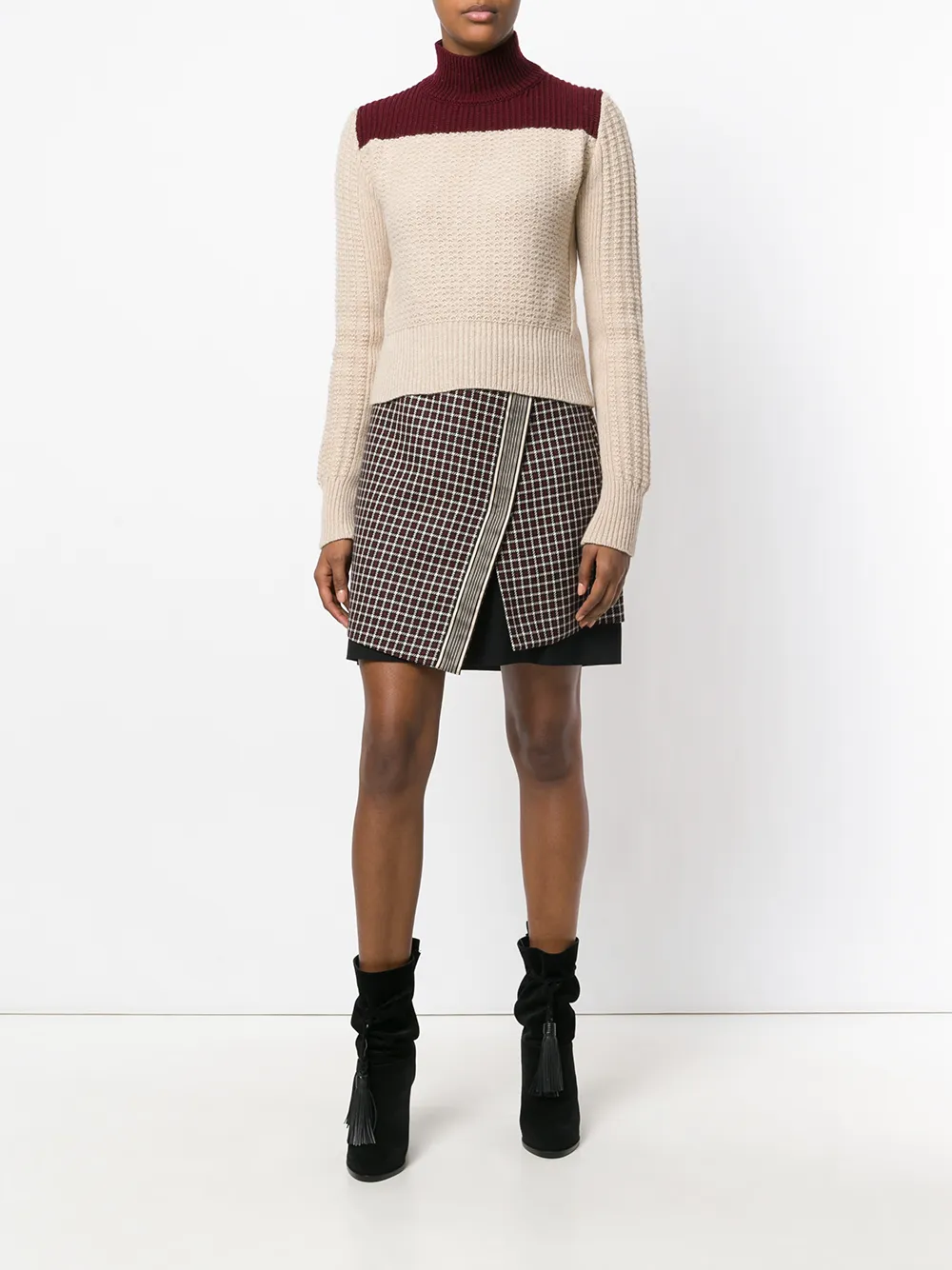 ETRO asymmetrical layered check skirt - Wit