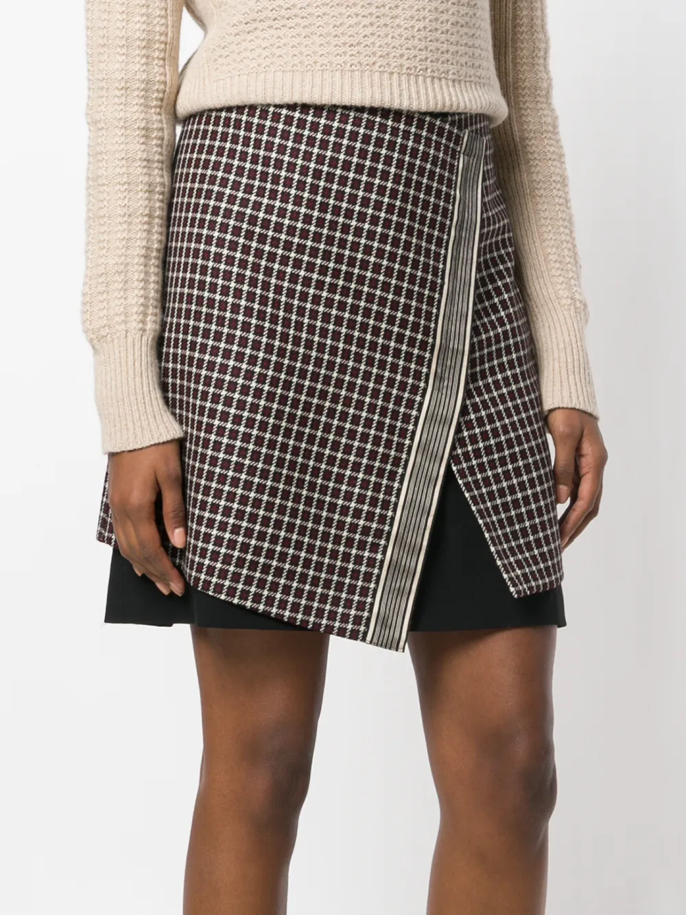 ETRO asymmetrical layered check skirt Zwart