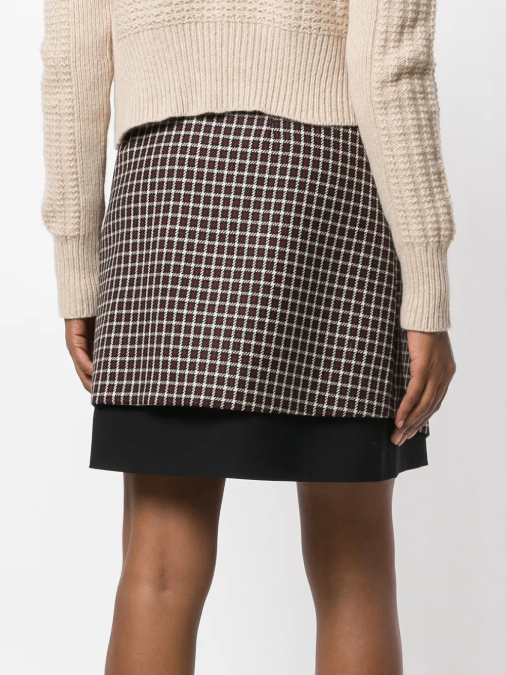 ETRO asymmetrical layered check skirt Zwart