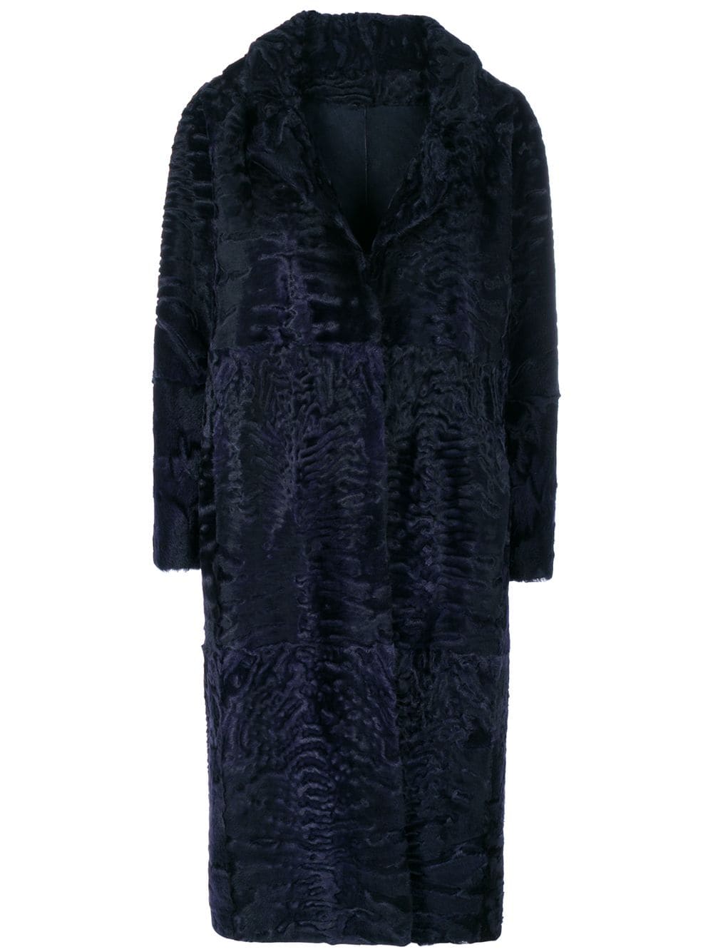 Shop Liska Textured Single-breasted Coat In Blue