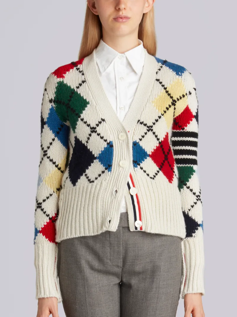 argyle knit V-neck cardigan | Thom 