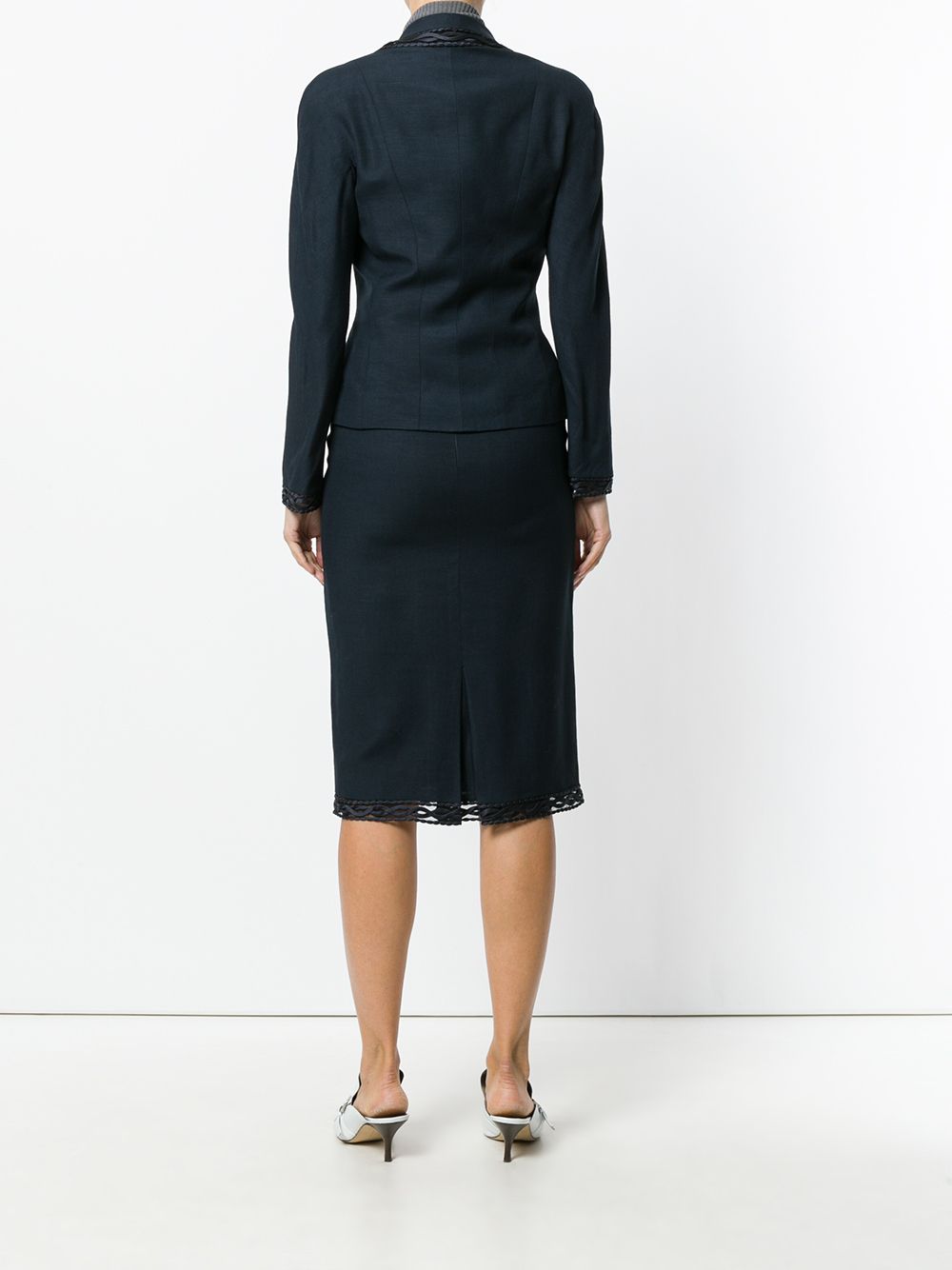Pre-owned Dior 2000s  Braided Detail Skirt Suit In Blue