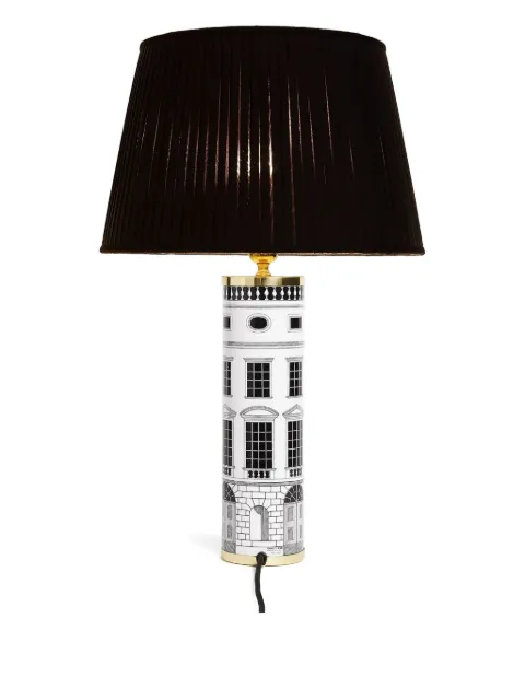 Fornasetti Conical pleated-shade building-print lampshade