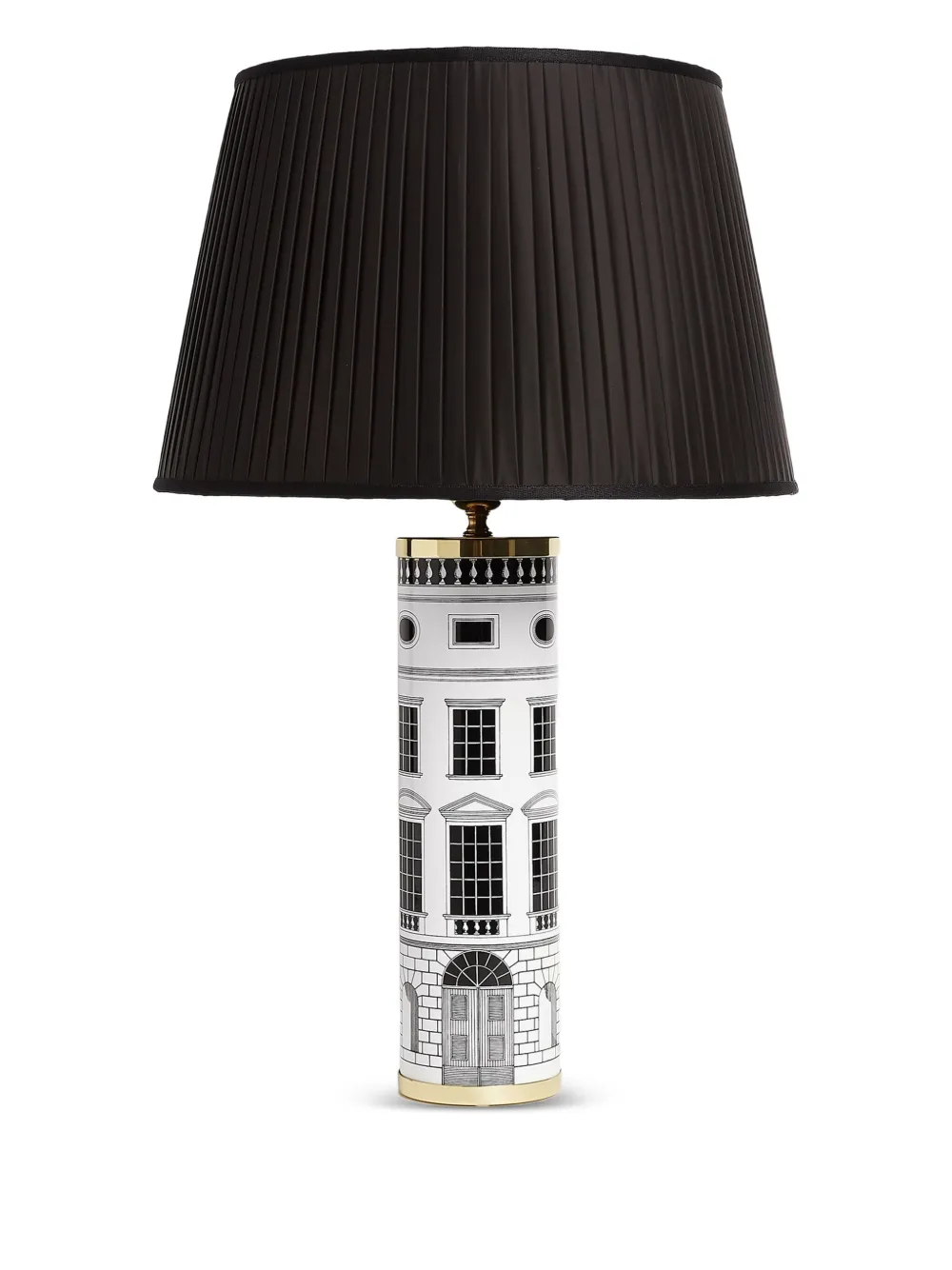 Fornasetti Conicial pleated-shade building-print lamp | Black | Image 1