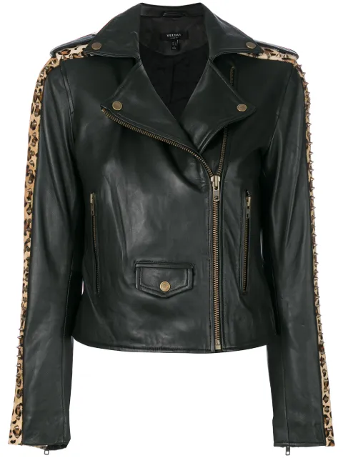Muubaa Leopard Print Studded Biker Jacket Farfetch