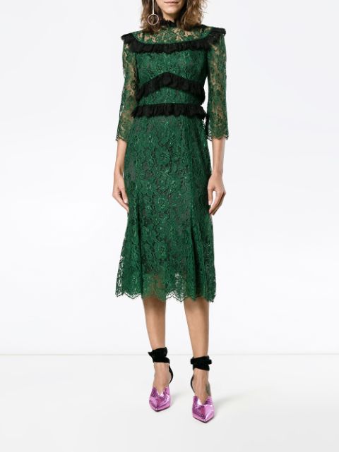 Dolce & Gabbana ruffle-trimmed lace midi-dress £1,995 - Shop Online ...