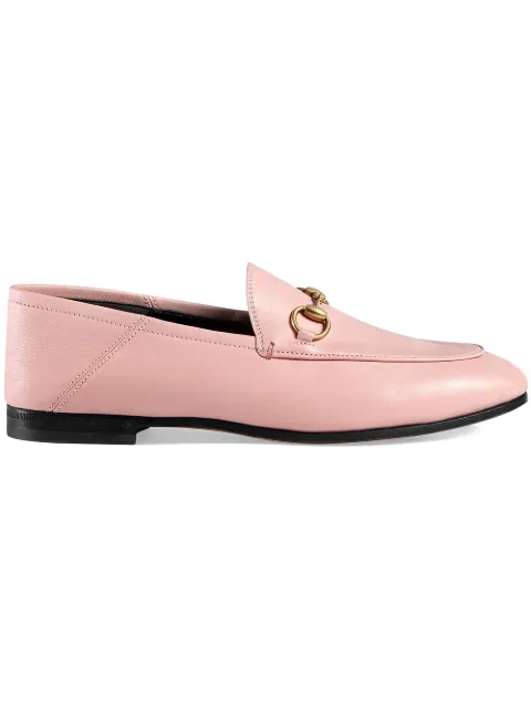 Click to view more detailed imagery on our partner's website Gucci Brixton Horsebit-Detailed Leather Collapsible-Heel Loafers In Pink