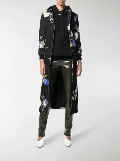 Acne Studios Long floral denim coat 