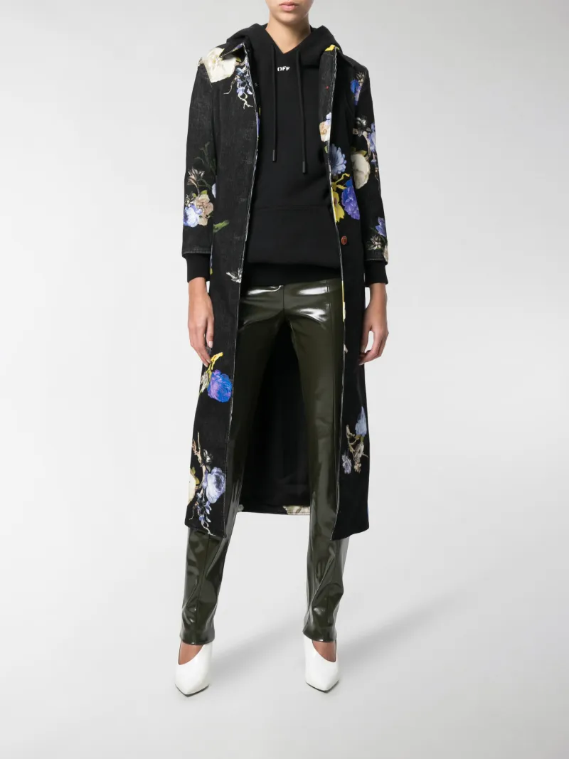 Acne Studios Long floral denim coat 