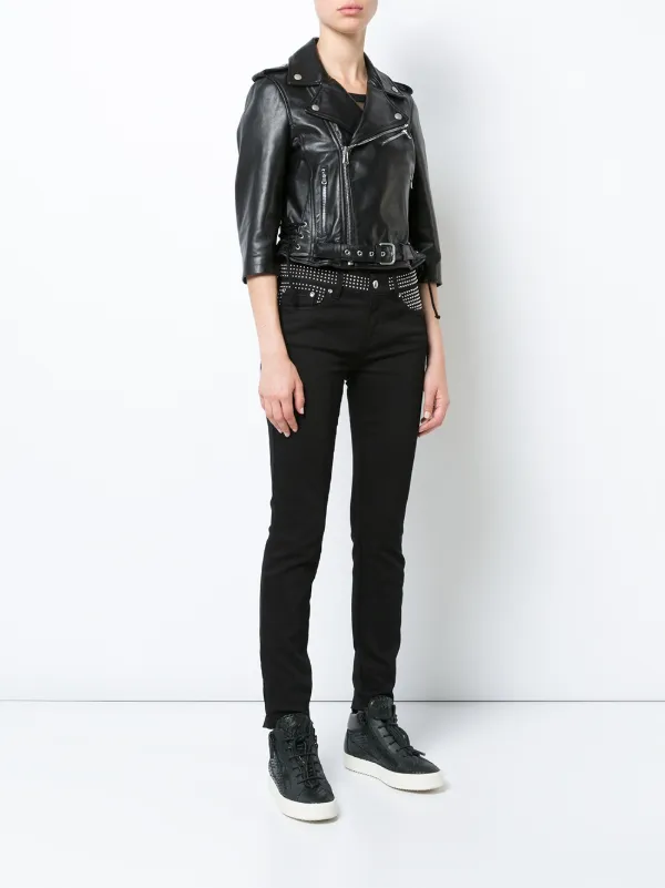 Red Valentino Cropped Moto Jacket Farfetch Com