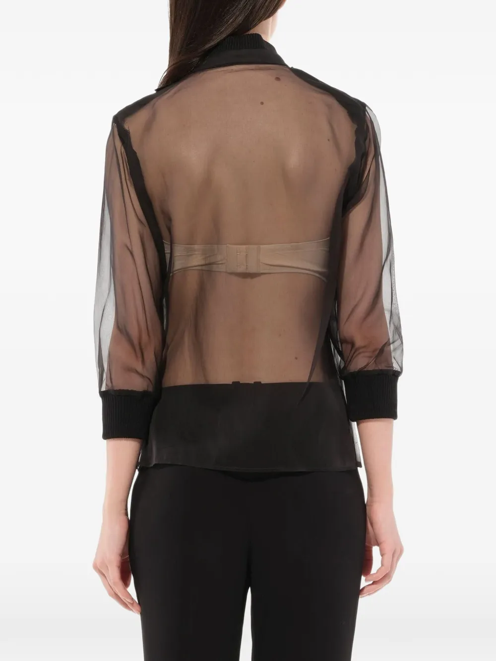 Givenchy sheer ruffle placket blouse Zwart