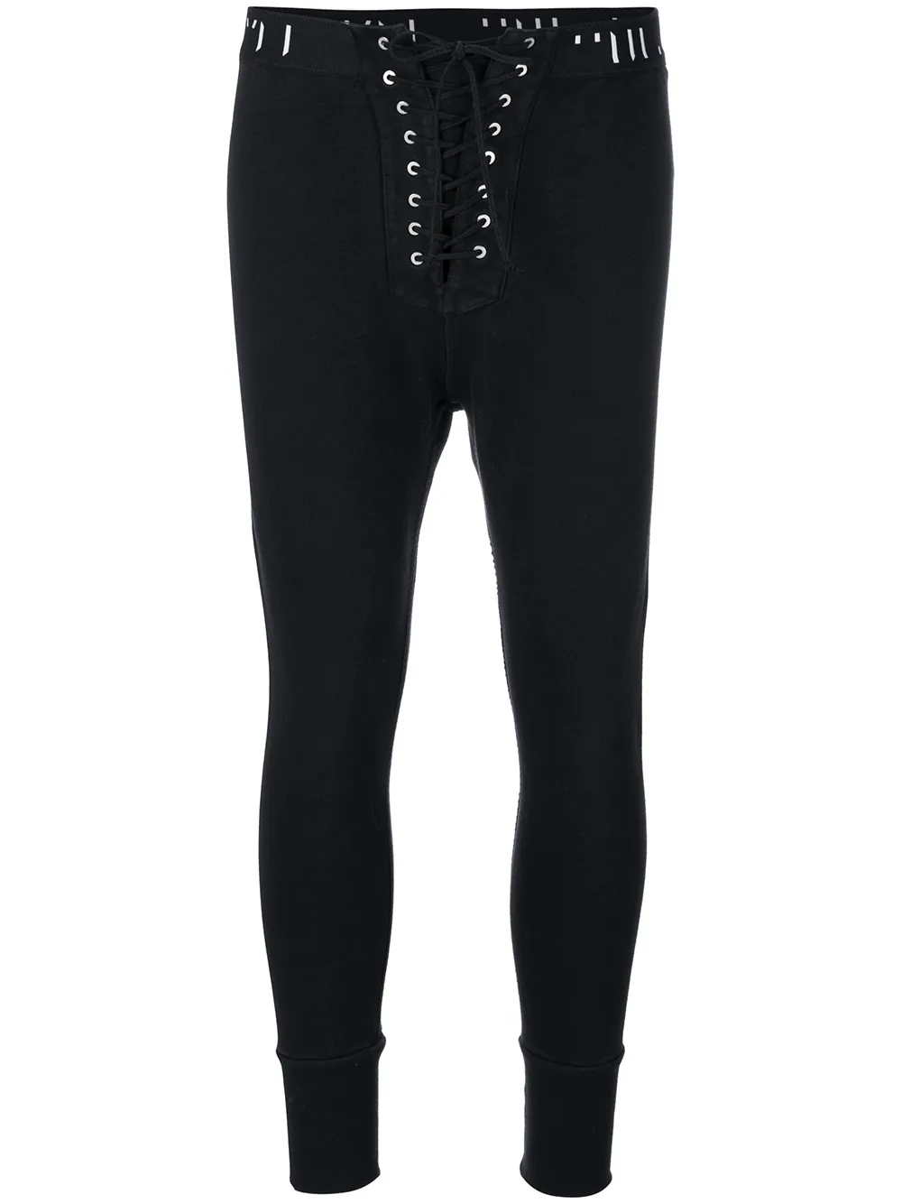 UNRAVEL PROJECT lace-up skinny sweatpants | Black | Image 1