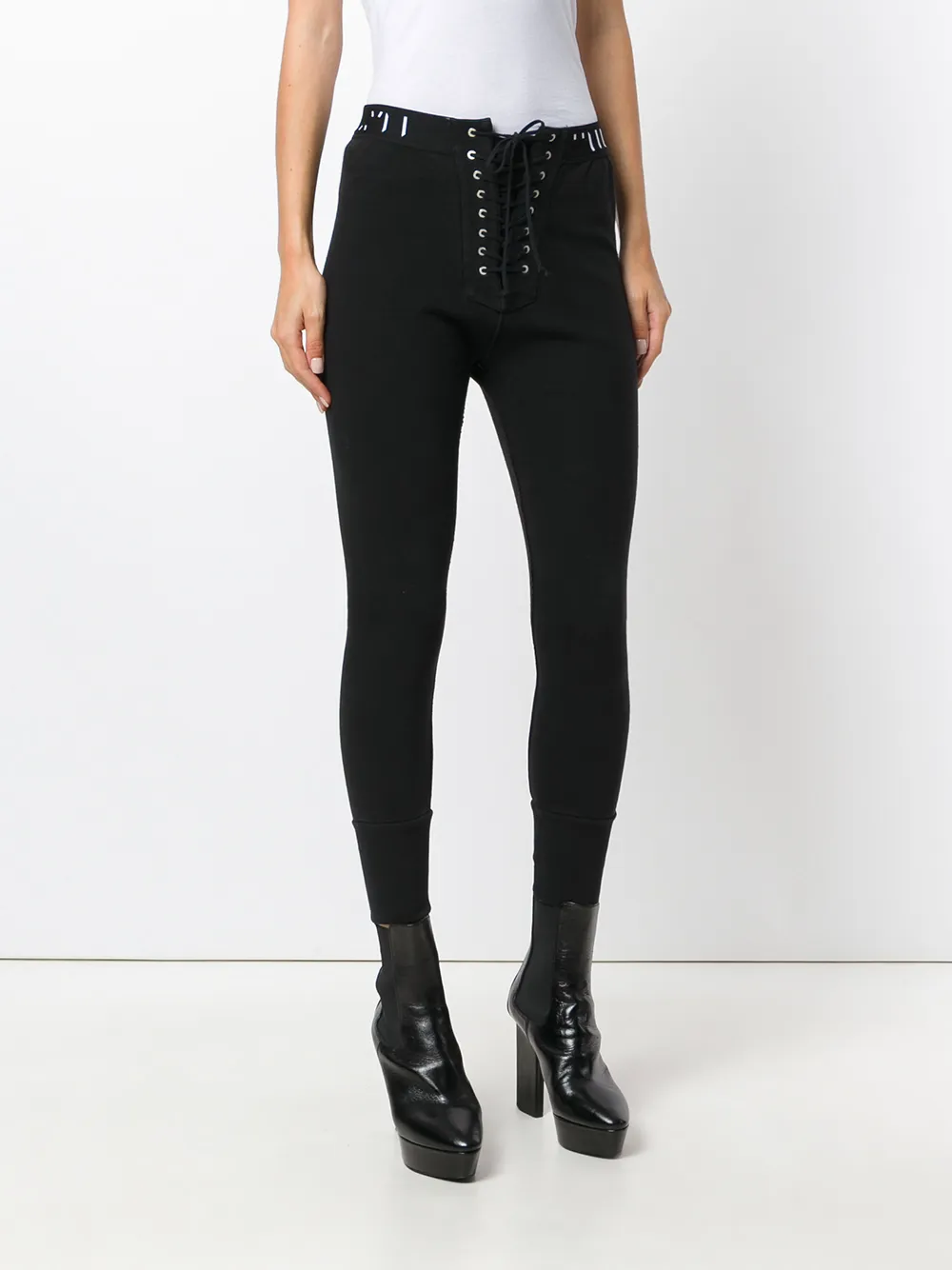 UNRAVEL PROJECT lace-up skinny sweatpants Zwart