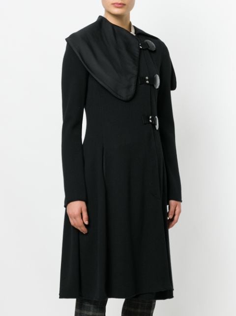 Shop black Giorgio Armani Pre-Owned oversized asymmetric lapels coat ...