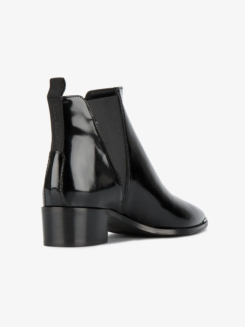 ACNE STUDIOS Women’S Jensen Naplack Patent Grained Ankle Boots In Black