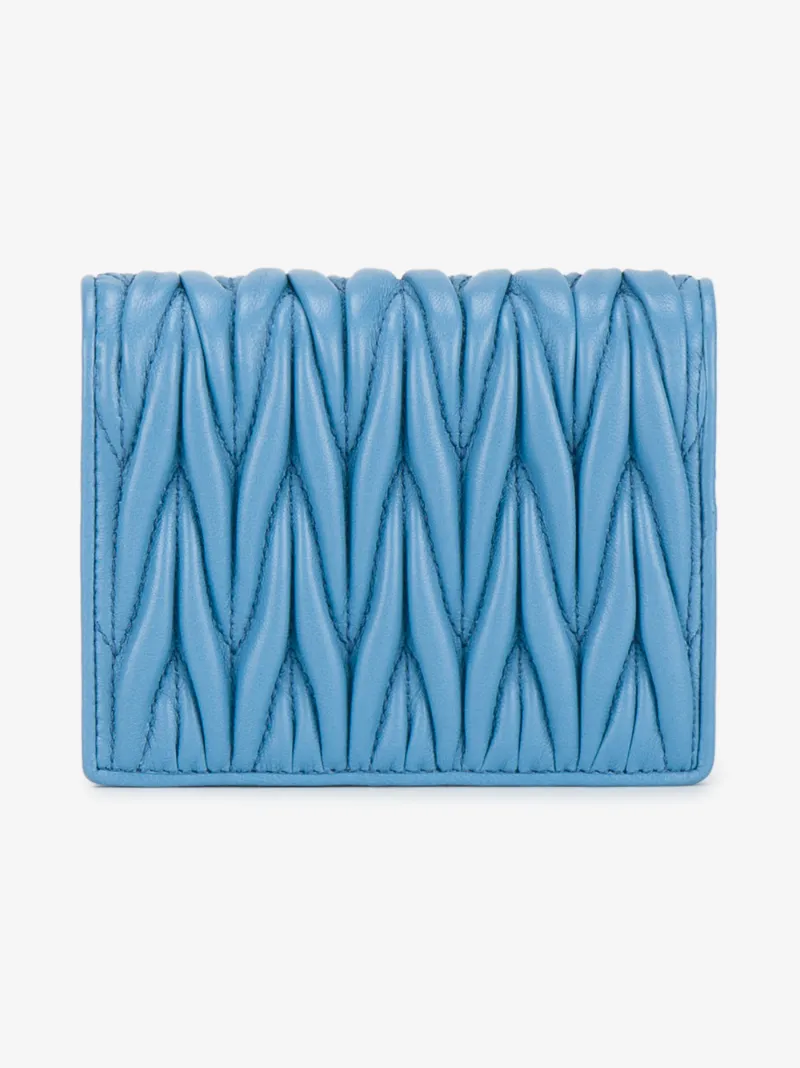 Miu Miu blue small matelassé logo purse