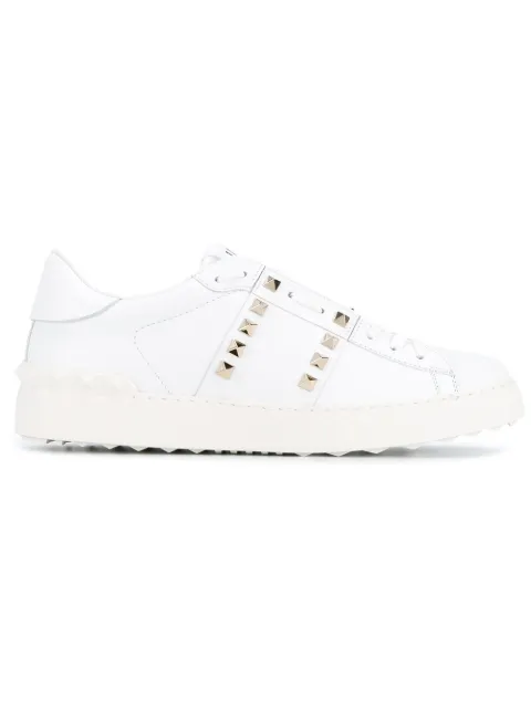 Valentino White Rockstud Untitled Sneakers In White