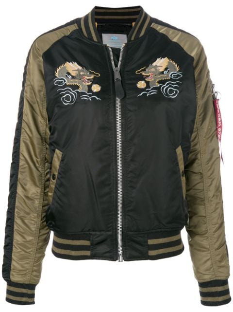 ALPHA INDUSTRIES dragon embroidered bomber jacket