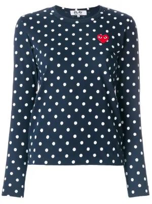 Comme Des Gar ons Play Polka Dot Heart Logo T shirt Farfetch