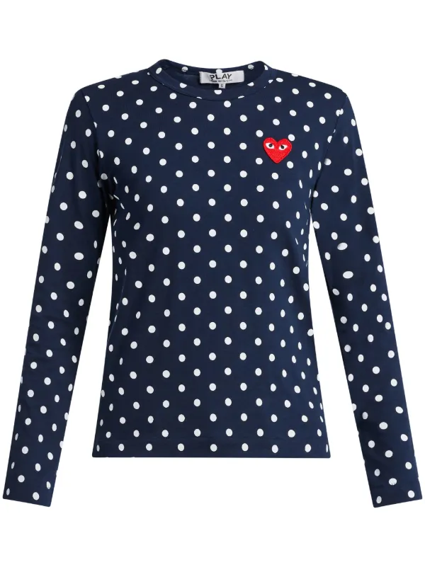 Comme des garçons play polka dot heart logo t-shirt online