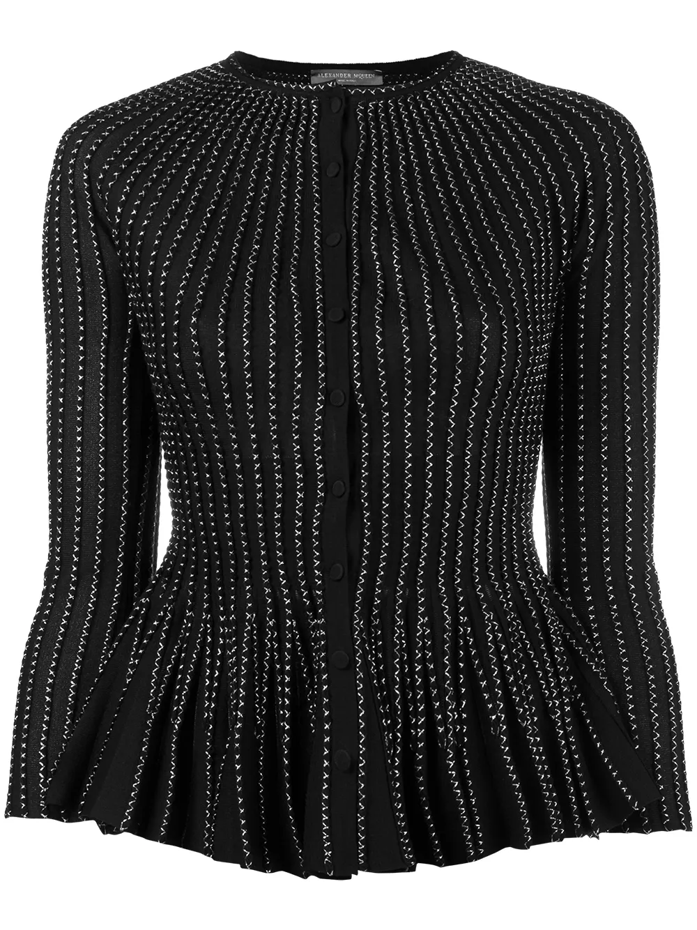 Alexander McQueen peplum silk-blend cardigan - Schwarz